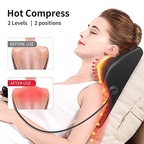 Boriwat Back Massager with Heat, 3D Kneading Massage Pillow for Back, Neck, Shoulder, Leg Pain Relief Deep Tissue, Gifts for Women Men Mom Dad