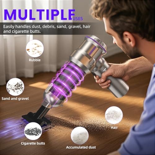 Handheld Vacuum Cordless, 28000Pa 4 in 1 Car Vacuum Portable Cordless, One-Touch Dust Removal, 3-Speed Brushless Motor Mini Vacuum, Ideal for Home, Car, Office, and Pet Hair Cleanup, Silver