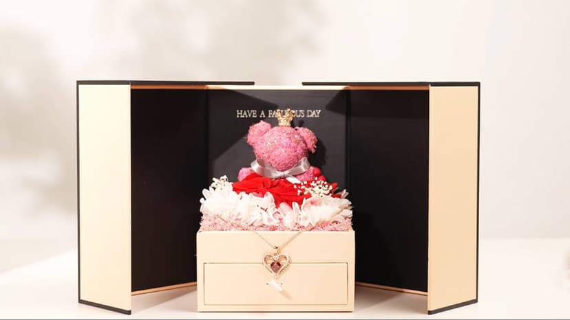 Preserved Red Rose Gift Box with Heart Necklace Eternal Real Rose Dainty Love Pendant Romantic Gift for Women on Anniversary, Birthday, Valentine’s Day