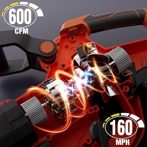Cordless Leaf Vacuum Blower Mulcher 3 in 1, 2 * 4.0Ah Battery and Charger, Battery Powered Leaf Vacuum with 40L Bag, 160MPH, 600CFM, 4 Speed Modes, Suitable for Lawn Care Yard Cleaning