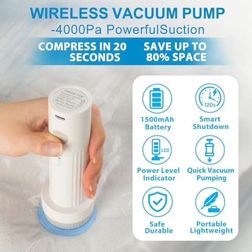 Vacuum Seal Bags for Clothing Travel, 12 Pack Vacuum Storage Bags for Clothes with Portable Electric Pump, Space Saver Bags for Luggage Traveling and Clothing