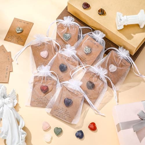 40 Sets Pocket Hug Token Gift Bulk Hug Cards with Heart Shape Natural Stones Keepsake Exchange Relationship Cards for Colleagues Family Distance Social Celebration of Life Gift(Classic Color)