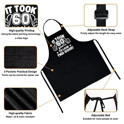 30th 40th 50th 60th 65th 70th 75th Birthday Gifts for Men, Chef Aprons for Men with 3 Pockets