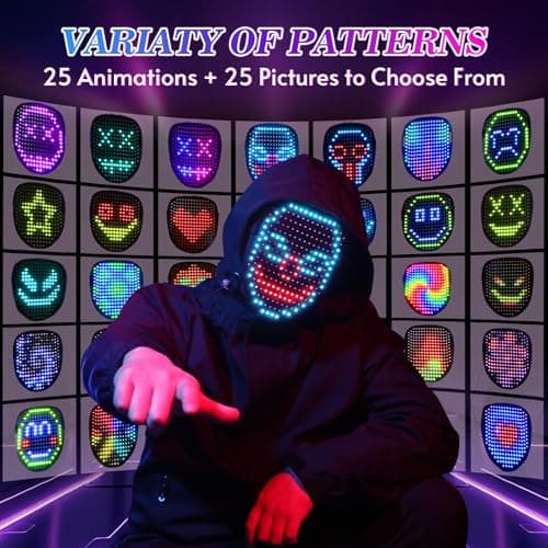 QAQ LED Mask Light Up Mask with Gesture Sensing, Cool Stuff Toys Gifts for Boys Girls, Cool Toys Gifts for Halloween Costumes Christmas Birthday Party