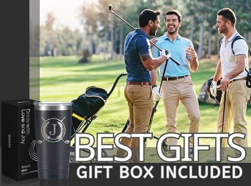 Onebttl Golf Gifts for Men with Initial for Golfer & Golf Lovers, 20oz Travel Mug with Golfing Design, Perfect Gifts for Men, Birthday, Christmas - J