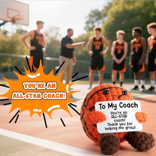 Basketball Coach Appreciation Gift - Thank You Gifts for Basketball Coach, Cool Handmade Crochet Basketball Present for Retirement Birthday Christmas - Thank You for Helping me Grow