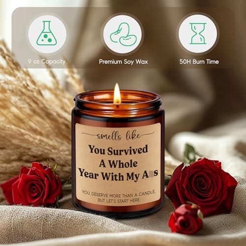 GSPY Scented Candle, 1st Anniversary Candle Gifts for Boyfriend, Girlfriend - 1 Year Paper Anniversary Happy Gifts for Couple, Him, Her - First, One Year Wedding Anniv. Presents for Husband, Wife
