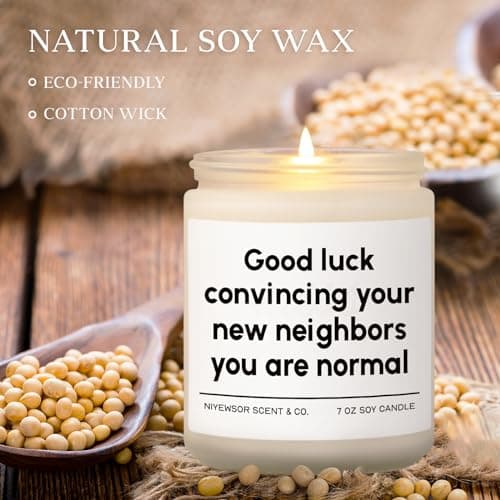 Niyewsor House Warming Gifts, New House/Home Candle, Funny Housewarming Gift for Friends, New Homeowner Gifts, First Apartment Essentials, Moving Away Gift, Handmade, 7oz