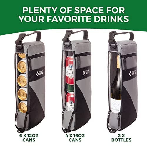 Golf Cooler Bag Plus 2 Ice Packs - Keeps Drinks Cold for Hours - Holds 6 Cans - Fits Discreetly in Golf Bags - Insulated Beer Sleeve and Cooler Accessories