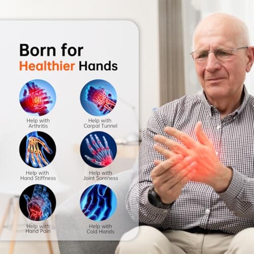 Hand Massager with Heat and Compression for Arthritis and Carpal Tunnel Relief, Finger Wrist Hand Therapy Equipment Pain Relief,Thoughtful Gifts for Women,Man(Gray)