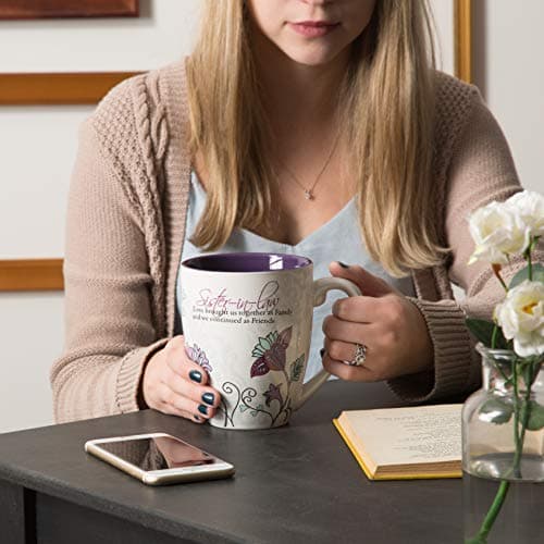 Pavilion Gift Company Mark My Words Sister In Law Floral Butterfly Coffee Tea Mug, Large, Purple,591 milliliters