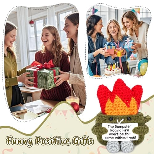 Funny Dumpster Crochet Fire, Bosses Day Gifts for Women Men Boss, Christmas Thank You Appreciation Gifts for Coworker Teacher Friend, Birthday Retirement Farewell Moving Going Away Gift Desk Decor