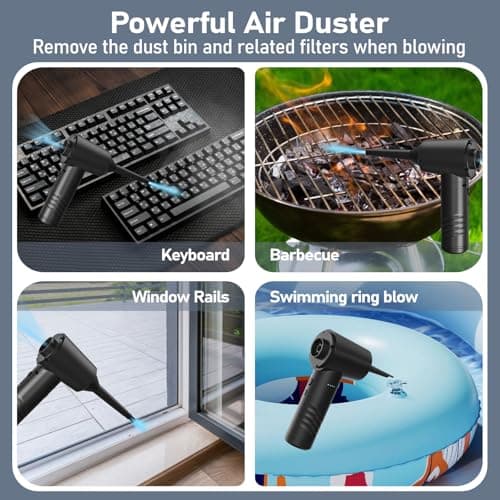 Compressed Air Duster Electric Computer Vacuum Cleaner for Keyboard Duster Cleaning Dust Vacuum Cordless Canned Air 11000PA Mini Car Vacuum PC Air Blower for Office Home (Dustbin-Gray)