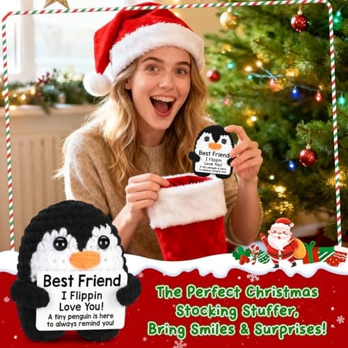 Best Friend Friendship Gifts for Women Birthday Christmas, Handmade Crochet Penguin Present for Best Friend, Funny for Birthday Christmas, Women Girl Friend Gifts Emotional