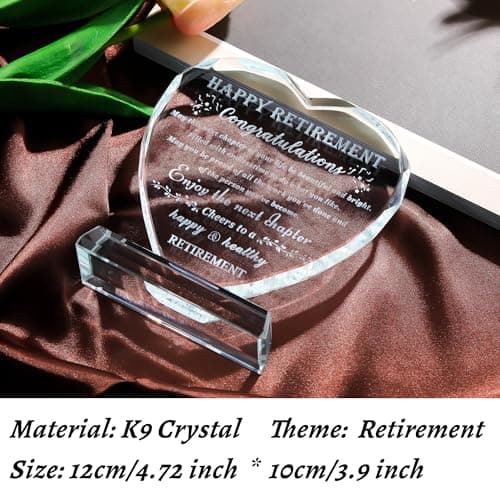 Retirement Gift for Women Men Crystal Best Retirement Gifts Keepsake Meaningful Farewell Gifts for Friends Leaving Gifts Plaque for Women Crystal Happy Retirement Gifts for Doctor Nurses Teacher