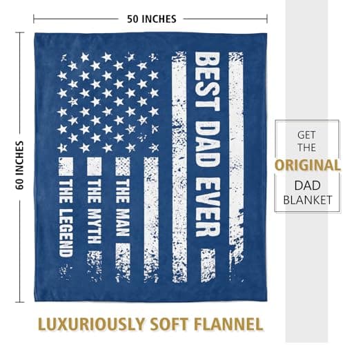 Craftique Birthday Gifts for Dad- American Flag Blanket with The Man The Myth The Legend- Dad Birthday Gift, Soft Blanket Throw for Bed Sofa Napping Camping, 60”×50”