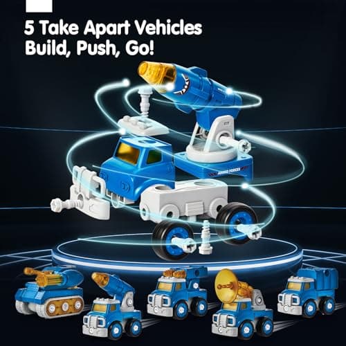 hahaland Toys for 5 Year Old Boy Birthday Gift - STEM Boys Toys for 6 Year Old Boy Age 6-8 Years, 5 in 1 Building Take Apart Trucks Transform to Robot, Kids Ages 5-7 Christmas Stocking Stuffers Gifts