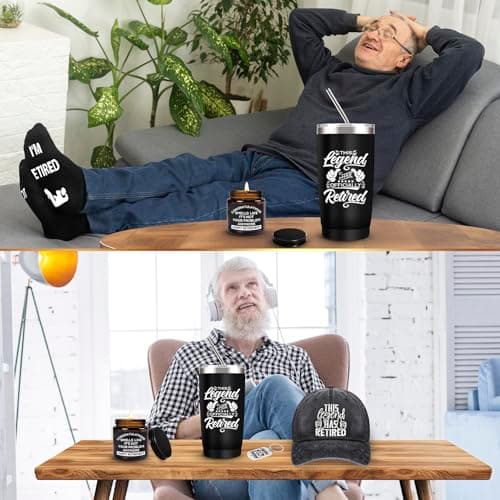 SIXVALA 10 Pcs Retirement Gifts for Men 2025, This Legend Has Retired, Happy Retirement Gifts for Dad, Grandpa, Coworker, Teachers, Boss, Friends, Retirees, 20 Oz Tumbler Best Retirement Gifts Basket