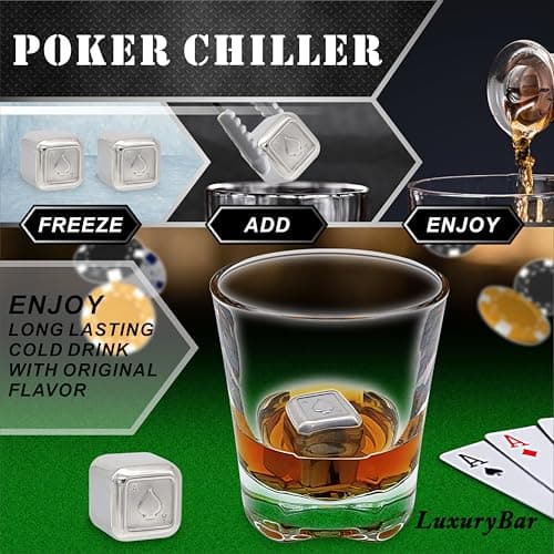Poker Whiskey Decanter Sets for Men, 27oz Whiskey Decanter Set with Tray, Spout & Stones,Casino Liquor Decanter Dispenser Decanters for Alcohol Tequila Decanter Bourbon Gifts for Men Dad Him Husband