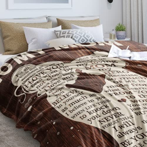 Gifts for Mom from Daughter, Mothers Day Birthday Gifts for Mom, Great Mother Gifts, Blanket Presents for Mother's Day, Christmas, Soft Cozy Flannel Custom Throw Blanket 60x50 Inches
