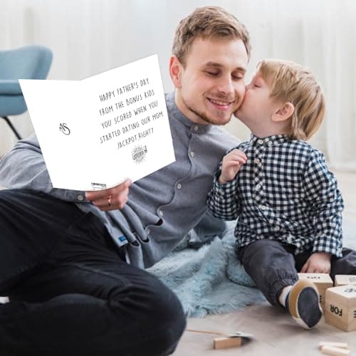 Asmallgf Funny Fathers Day Card for Step Dad, Bonus Dad Fathers Day Gift, Father's Day from Step Daughter Son