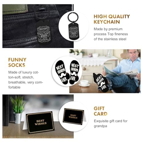 Tecanne Birthday Gifts For Grandpa - Fathers Day Gift Box Baskets For Grandpa, Husband, Men Best Christmas Package Gift Ideas