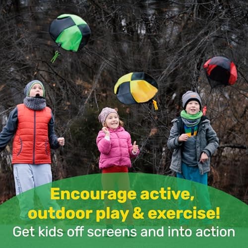 NUTTY TOYS Parachute Toys for Kids - Tangle Free Outdoor Flying Parachute Men, Top Indoor & Outside, 3 4 5 6 7 8 9 10 11 12 Year Old, Best Christmas Stocking Stuffers Idea 2025 Unique Boy & Girl Gifts