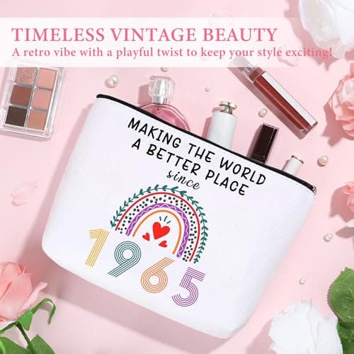 60th Birthday Gifts for Women Funny 60 Year Old Birthday Gifts for Women Turning 60 Gift for Woman Happy 60th Bday Decorations for Woman Mom Her - Wine Glass Makeup Bag Candle Socks
