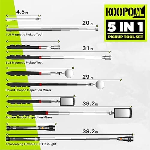 Telescoping Magnetic Pickup Tool Set, Inspection Mirror Telescoping, LED Flashlight, Cool Gadgets for Men, Gifts for Dad, Husband, Kids, Boyfriend, Magnet Stick