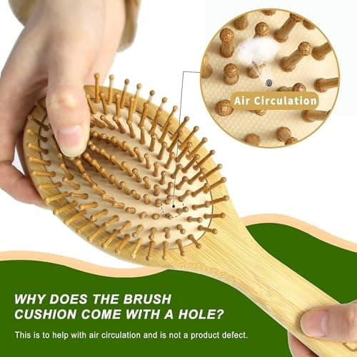 MRD Hair Brush Set, Natural Bamboo Comb Paddle Detangling Hairbrush, Wide-tooth and tail comb No Bristle, suit for Women Men and Kids Thick/Thin/Curly/Dry Hair Gift kit