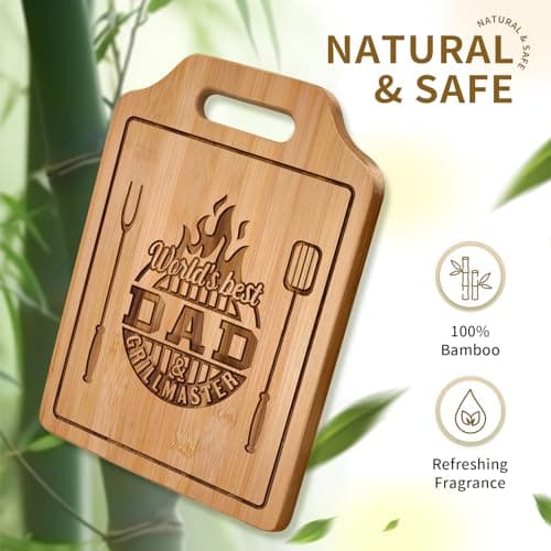 AceThrills Dad Birthday Gift for Dad Gifts Who Wants Nothing from Daughter Son - Engraved Bamboo Cutting Board 12.3"L x 8.7"W x 0.4"Th