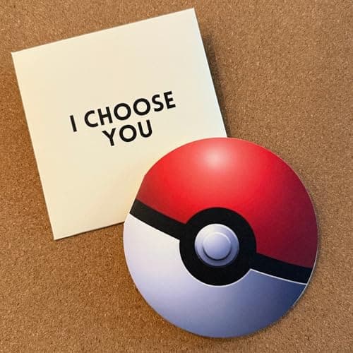 CATCHYOURDREAMS Anniversary card for Husband or Wife (Pokemon Pokeball) | Gift for Him or Her, Boyfriend or Girlfriend | Valentine's Day Card for men and women (Pokeball)