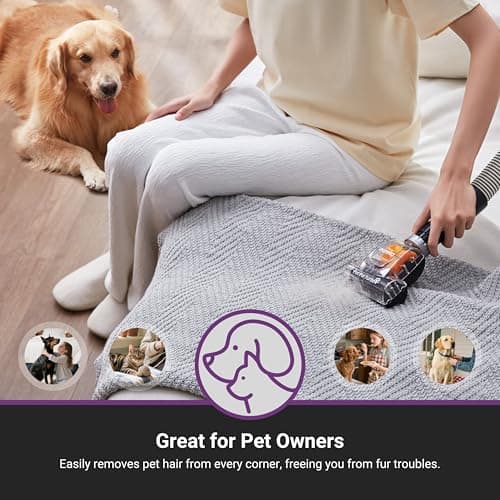 Eureka Powerful Upright Vacuum Cleaner for Home Pet Hair, Lightweight Household Upright Vacuum for Carpet and Hard Floor, MaxSwivel Pro NEU350 with Pet Tool, Yellow