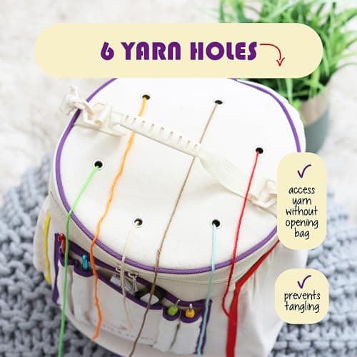 Hearth & Harbor Crochet Bag Organizer – Durable Knitting Bag, Yarn Organizer for Crochet Accessories and Supplies, Canvas Yarn Bag, Crochet Organizer with Accessories Case, Yarn Storage Organizer