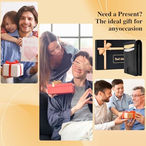 Wallets for Men Anti-theft Brush - Multi-Card Cash Clip Carbon Fibre Texture Ultra-thin Design Business Commuting Daily Carry Father's Day/Birthday Gift Preferred