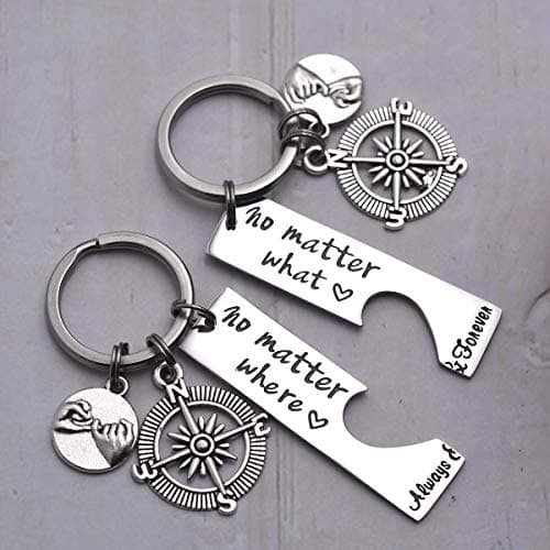 LParkin No Matter What No Matter Where Keychain Best Friend Long Distance Friendship Relationship Gift Polished Finish Set of 2