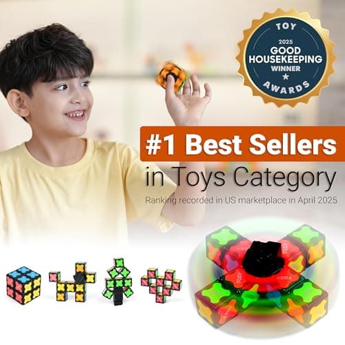 TOSY Magnet Fidget Spinner Mini - 8 Blocks, 3 in 1 Toy: Transformable Fidget Spinner, Infinity Cube, 2x2 Puzzle Cube, Christmas Stocking Stuffers Gift for Kids/Adults, STEM Sensory Stress Relief Toy