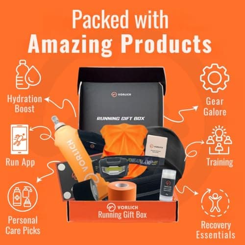 Vorlich® Running Gift Box, 13 Essential Items for Runners, Includes Run App, 8-Week Run Plan, Running Belt, LED Headtorch, Water Bottle & More