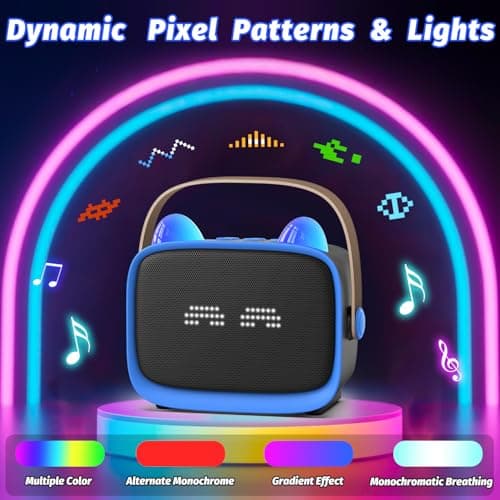 Mini Karaoke Machine Toys Gifts,Kids Portable MP3 Player with 2 Wireless Microphone and LED,Christmas Birthday Gifts for Girls Boys 3 4 5 6 7 8+ Year Old (Blue)