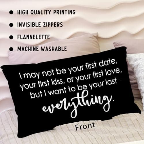 Sufamb Romantic Long Distance Relationship Gifts Reversible Throw Pillow Case Decor for Home Bedroom,12''x20'' Pillow case,Gift for Boyfriend,Husband,Anniversary,Wedding,Engagement Couples (Black-4)