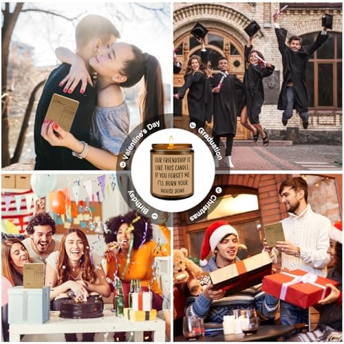 Homsolver Friends Birthday Christmas Gifts for Women, Friend Funny Scented Soy Candles Gift, Our Friendship Candle Premium Lavender Scent
