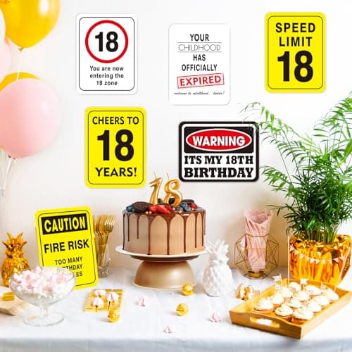 WERNNSAI 18th Birthday Party Decorations - 9PCS Wall Signs Funny Tags for Teens 18 Years Old Party Decor 18th Party Banner Table Centerpieces Door Wall Windows Signs Picture Props for Boys Girls