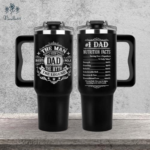 Father Day Gifts For Dad from Daughter Son Kids, Birthday Gifts for Daddy, Present for Dads, Dad Tumbler 40 Oz, Best Father Mug, Cool Coffee Cup Ideas for Papa, Elderly Fathers, Step Daddy, New Papa