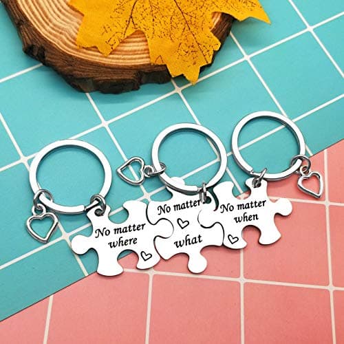 Ciyumu Best Friend Keychain Set Sisters Brothers Keychain No Matter Where What When Puzzle Keychains Set of 3 Long Distance Relationship Gifts Friendship Gifts for Family Teens Birthday Graduation Gift
