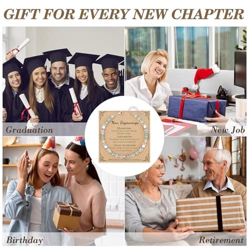 𝗚𝗶𝗳𝘁𝘀 𝗳𝗼𝗿 𝗪𝗼𝗺𝗲𝗻 𝗠𝗼𝗼𝗻𝘀𝘁𝗼𝗻𝗲 𝗔𝗺𝗮𝘇𝗼𝗻𝗶𝘁𝗲 𝗕𝗿𝗮𝗰𝗲𝗹𝗲𝘁𝘀, New Beginnings Retirement Christmas Graduation Birthday Good Luck Gifts for Women Mom Grandma Sister Coworkers Friends