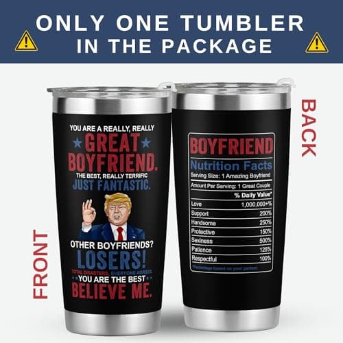 Gifts for Boyfriend, Him - Anniversary, Birthday, Christmas Boyfriend Gifts from Girlfriend - Romantic Love Couple Gift for Him from Her - Ideas for Couples - 20 Oz Stainless Steel Tumbler