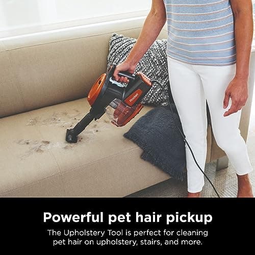 Shark Rocket Ultra-Light Corded Bagless Vacuum for Carpet and Hard Floor Cleaning with Swivel Steering (HV301), Gray/Orange