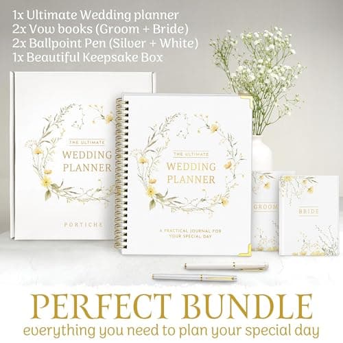 All-In-One Wedding Planner Book | Wedding Planning Organizer, Bridal Planner & Vow Books Set | Wedding Countdown Calendar | Bride Planner | Wedding Gift