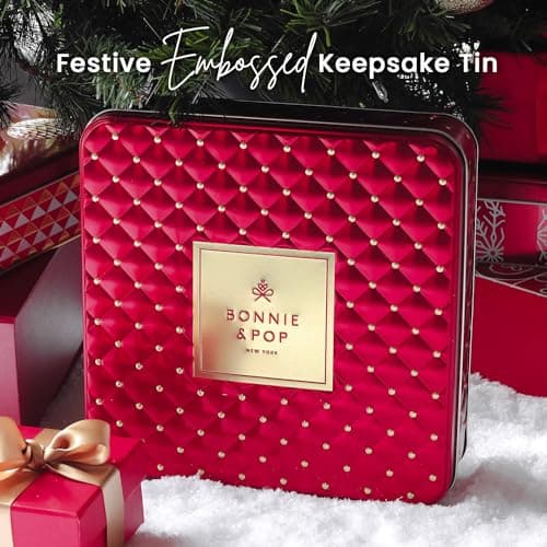 Christmas Chocolate Gift Basket – Gourmet Holiday Snack Gift Box Idea in Keepsake Tin – Men, Women, Corporate, Food Set- Bonnie and Pop