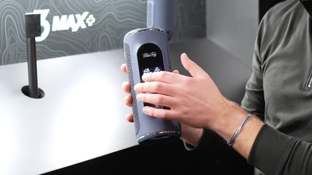 Blue Tees Golf Player+ GPS Speaker with Touch Screen Display, 10+ Hours Battery, 40,000+ Courses, Visual + Audible Distance, Hazard Distance - IPX7 Waterproof (Navy)